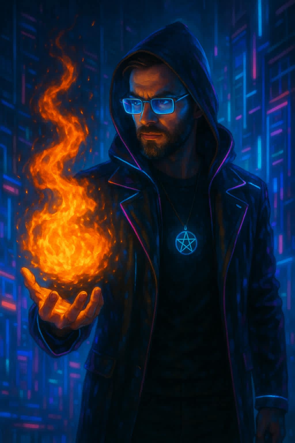Modern cyberpunk mage..